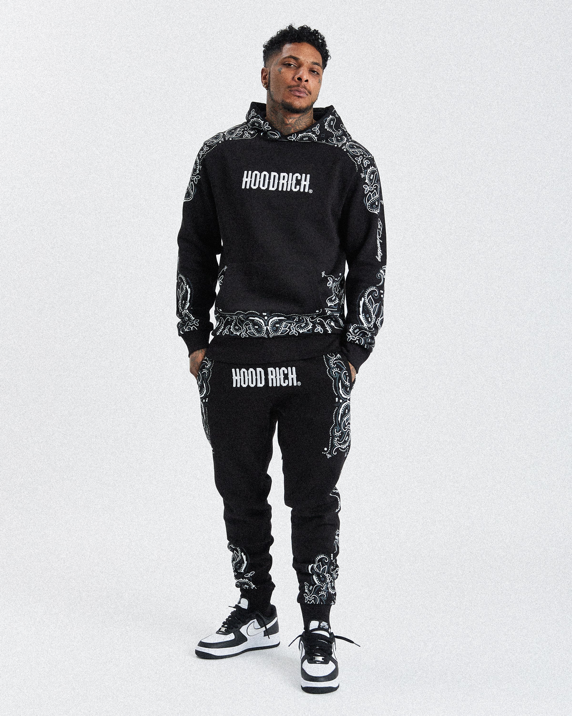 Motif Hoodie - Black/White/Grey - Image 7